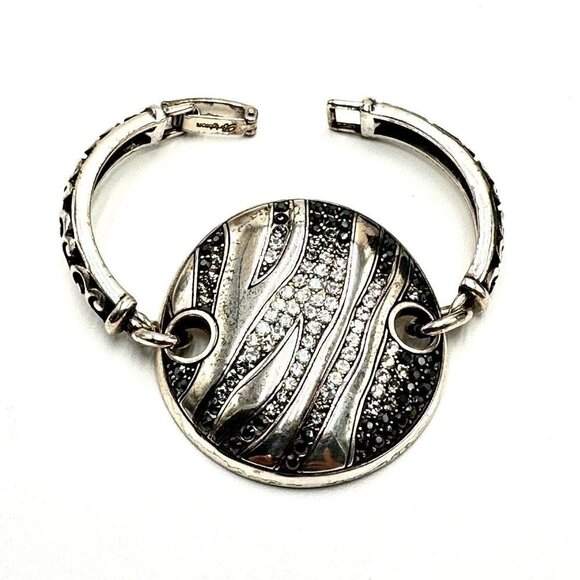 Brighton Ziggy Zebra Black Clear Crystal  Silver Plated Bracelet Up to 7" - Picture 1 of 3